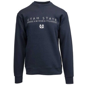 Embroidered Utah State University U-State Crew Sweatshirt Navy